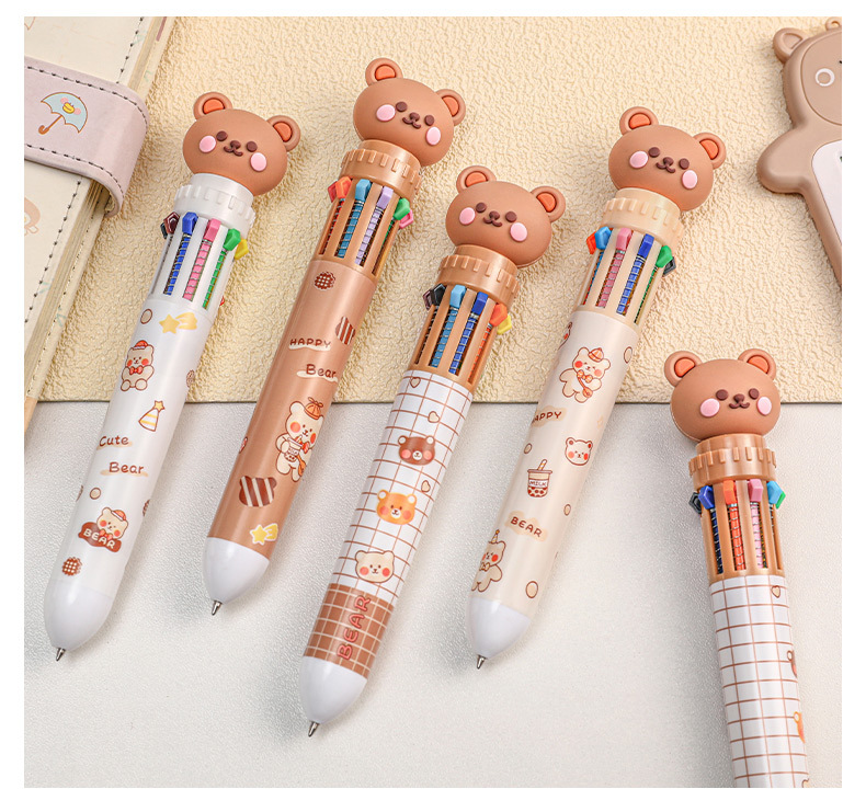 Cute Cartoon Bear Pressing 10-color Ballpoint Pen display picture 4