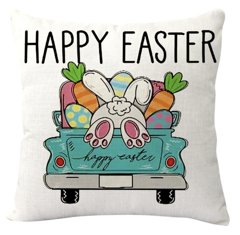 Amazon transfronterizo conejo de Pascua huevo lino almohada cubierta de cojín de coche de oficina sofá