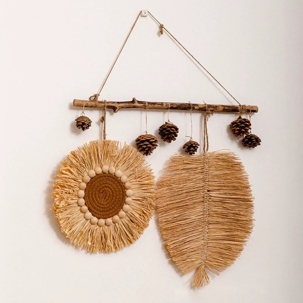 Xianjie Japanische Raffia-Stroh-Eingangsdekoration, Hintergrundwandbehang, Ornament im Wabi-Sabi-Stil_voghion.com