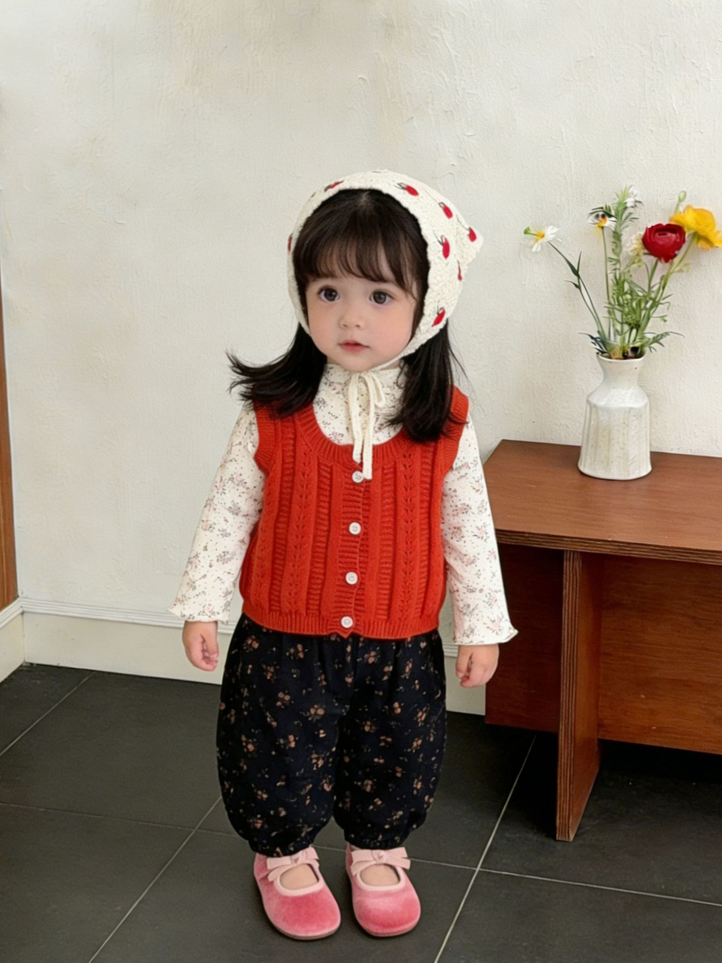 Niñas de primavera 2026 nuevo chaleco de moda de otoño estilo coreano chaleco de punto extranjero vestido de bebé sin mangas