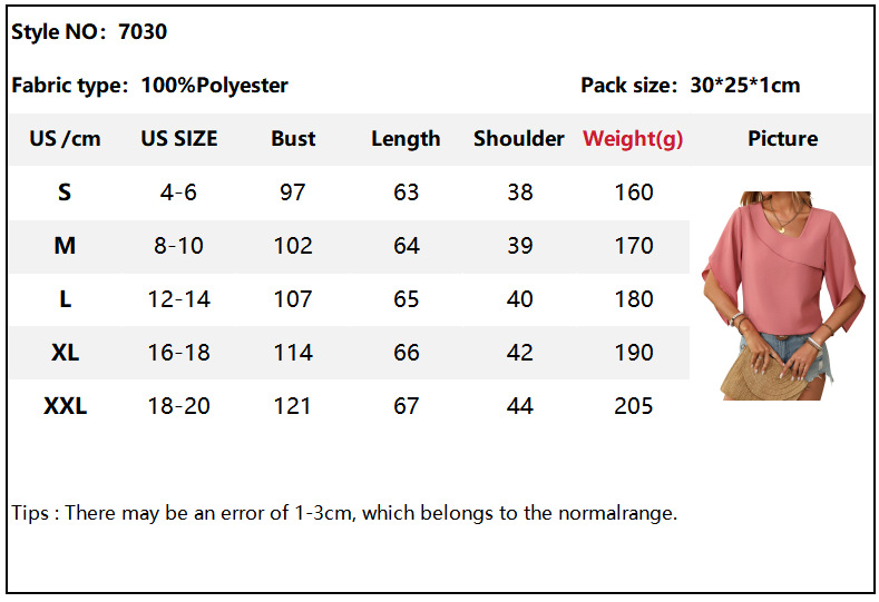 2026 Summer New Cross-Border European And American Women's Fashion Casual Asymmetrical V-Neck Chiffon Puff Sleeve_ecoleips.com
