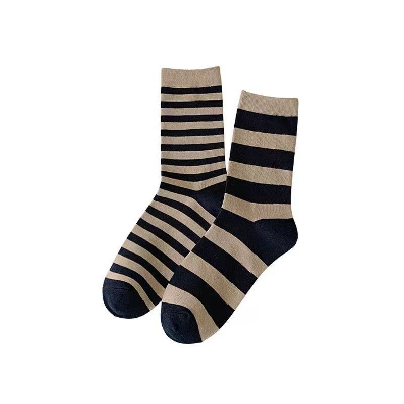 Otoño e Invierno AB gruesa y delgada de rayas de color sólido de las mujeres JK Lolita calcetines de punto japoneses calcetines de la mitad de la pantorrilla calcetines de las mujeres