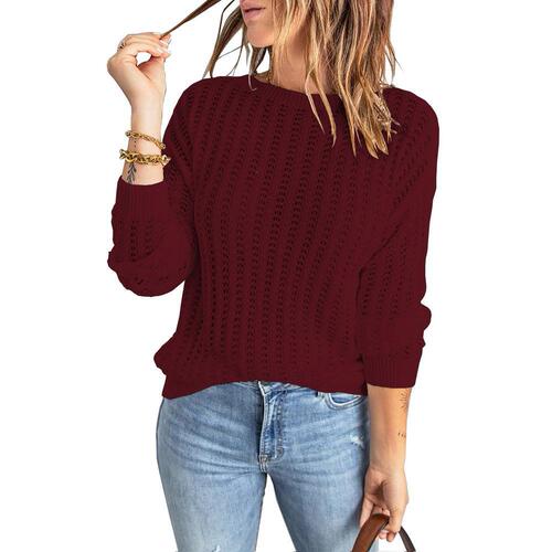Women's Knit Round Neck Laced Top - Fall/Winter New Collection from Europe and America