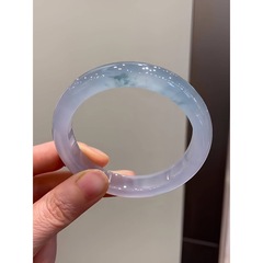 本格的な氷種の青い花の正輪翡翠ブレスレット天然ミャンマーの古い穴ガラス種の氷の花玉ブレスレット