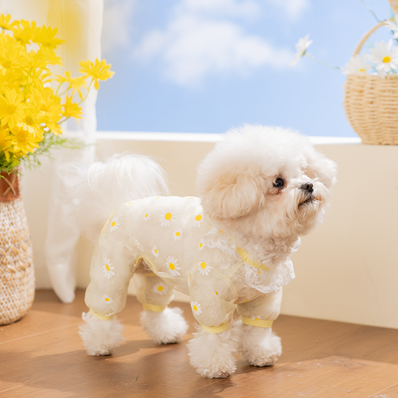 Primavera y verano impresa delgada fresca y transpirable tela de malla de cuatro patas que osos peluche ropa de perro y gato ropa de mascotas al por mayor image 3