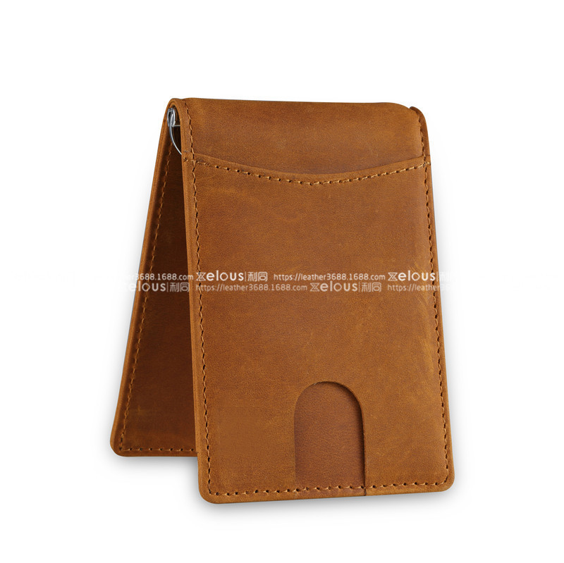 定制男士真皮錢包頭層牛皮rfid錢包短款美金夾卡包
