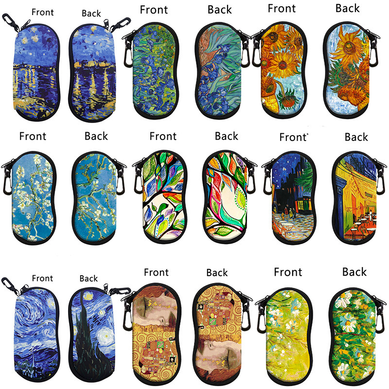 Art Van Gogh Glasses Bag Storage Bag Sunglasses Sunglasses Zipper Bag Anti-Fall Convenient Printed Glasses Bag
