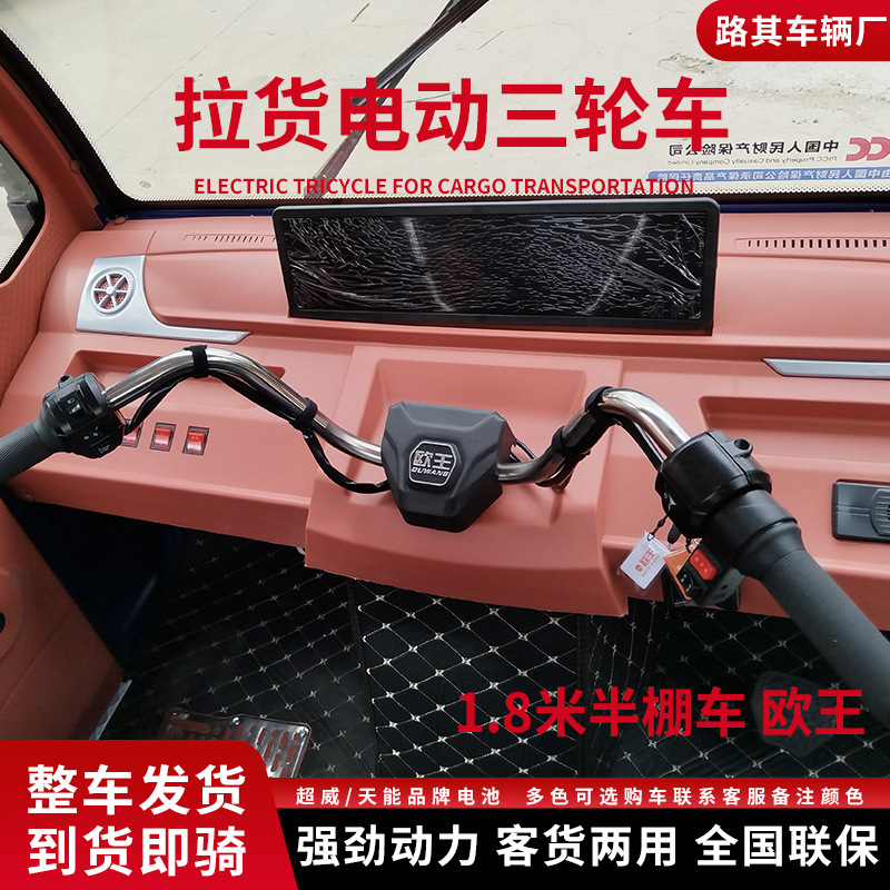 Triciclo eléctrico de carga, vehículo de carga cerrado de 1 plaza, resistente al viento y a la lluvia, scooter eléctrico agrícola semicerrado de alta potencia, triciclo