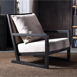 New Chinese Style Solid Wood Sofa Chair Living Room Balcony Bedroom Leisure Chair Solid Wood Dining Chair Reception Negotiation Chair Bar Chair