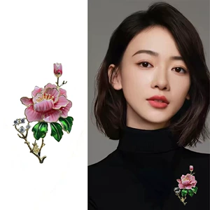 Chinese-Style Peony Brooch with a High-End Feel, Symbolizing Prosperity and Elegance, Fashionable and Versatile Enamel Pin Brooch
