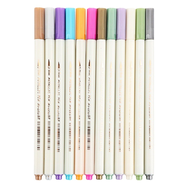 Pluma de metal 30 colores traje marcador a base de agua pluma suave cabeza de dibujos animados diario álbum acuarela pluma de graffiti de cartón negro pluma