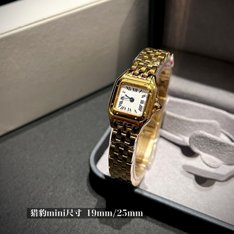 Popular Cartier Classic Cheetah Mini Series Retro Square Quartz Women's Watch Stainless Steel Women's Small Square Dial Watch