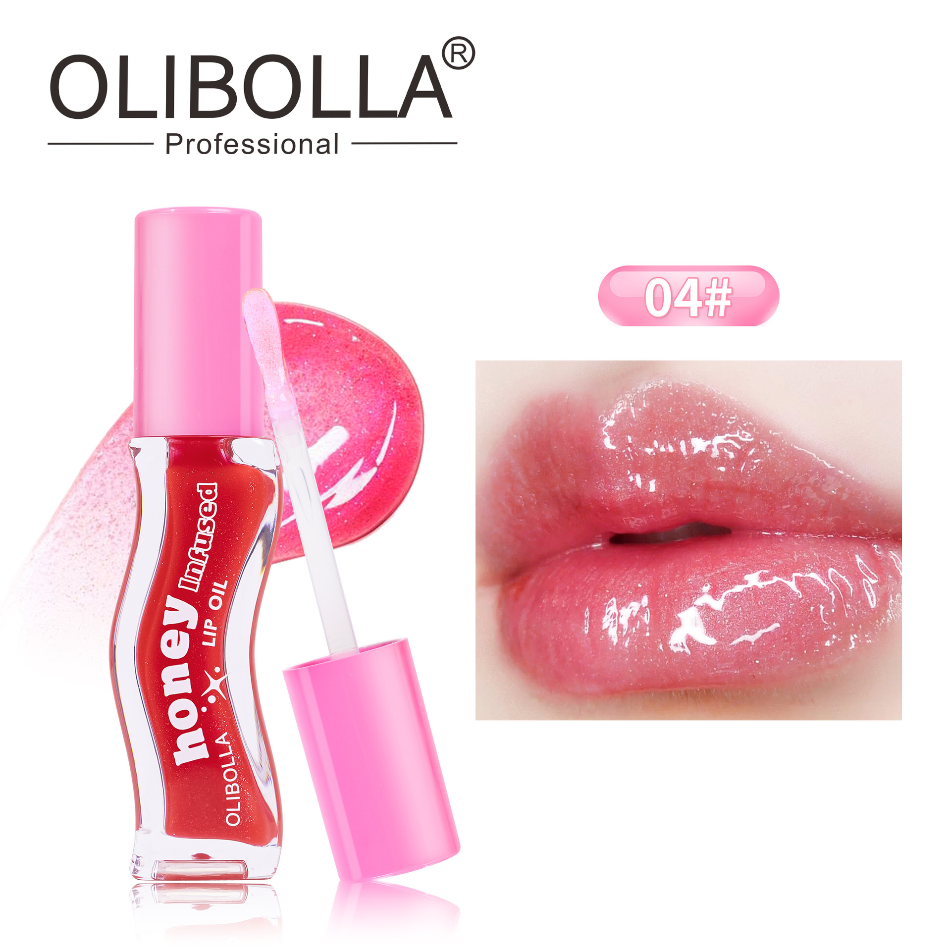 Brillo Labial de Gel con Espejo de Cristal OLIBOLLA, Aceite Labial Antiadherente, No se Desvanece Fácilmente, Brillo Labial al por Mayor, Brillo Labial Voluminizador