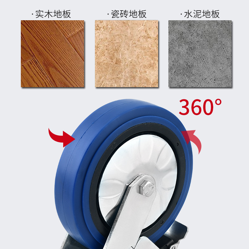 批發萬向輪4寸5寸6寸8寸剎車輪機械設備腳輪重型貨架靜音帶蓋TPR