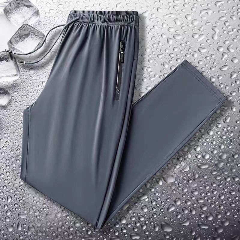 Pantalones de hielo para hombres de verano delgados casuales versátiles deportivos de secado rápido pantalones sueltos de cintura elástica