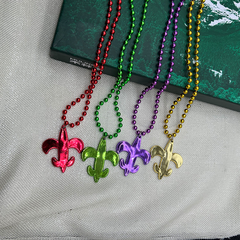 Fábrica al por mayor de Navidad Cadena de cuentas de alambre de plástico Día DE LA Independencia Navidad Halloween collar con cuentas de producto terminado