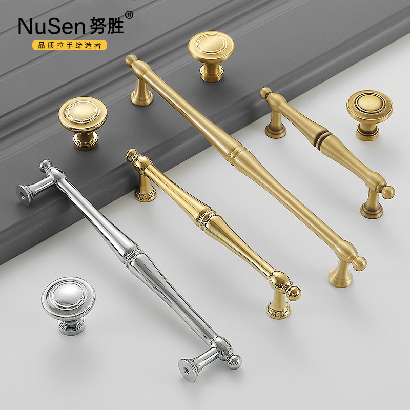 Antique brass retro distressed cabinet handles American French chrome door pulls drawers gold single hole