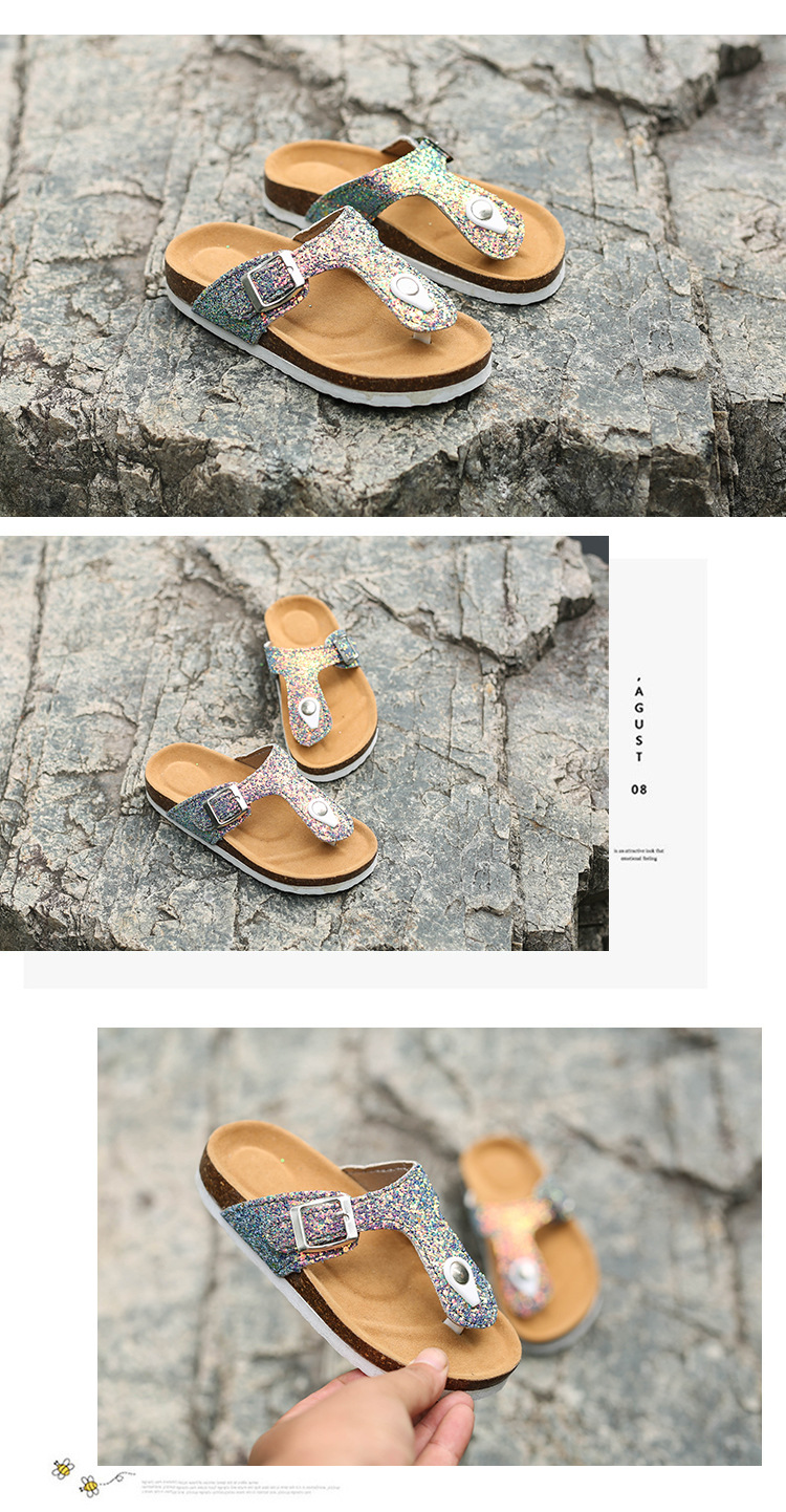 New large-sized women's sandals for foreign trade, colorful ice crystal water diamond cork slippers, Korean-style fashionable herd-shaped slippers for women undefined