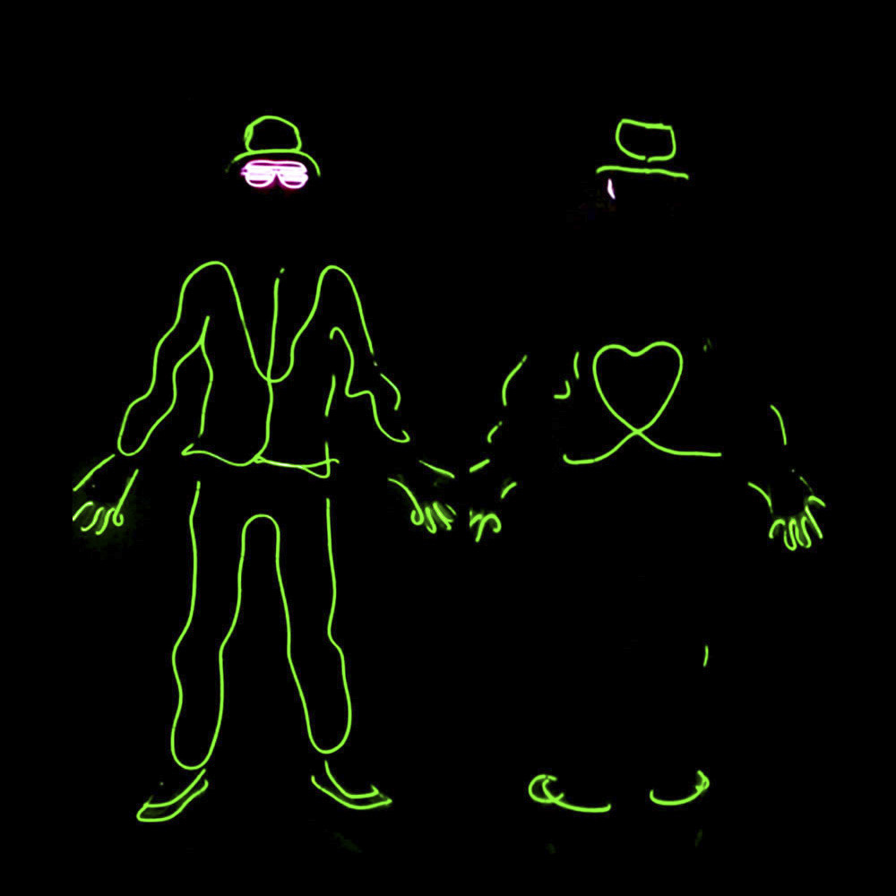 Fluorescente danza ropa luminosa EL luz fría ropa de rendimiento EL etapa ropa luminosa ropa de rendimiento EL material