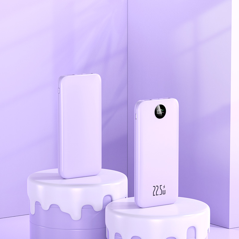 Los fabricantes suministran mini banco de energía portátil para viajes al aire libre, batería, pantalla digital de color sólido de gran capacidad, fuente de alimentación móvil multicolor