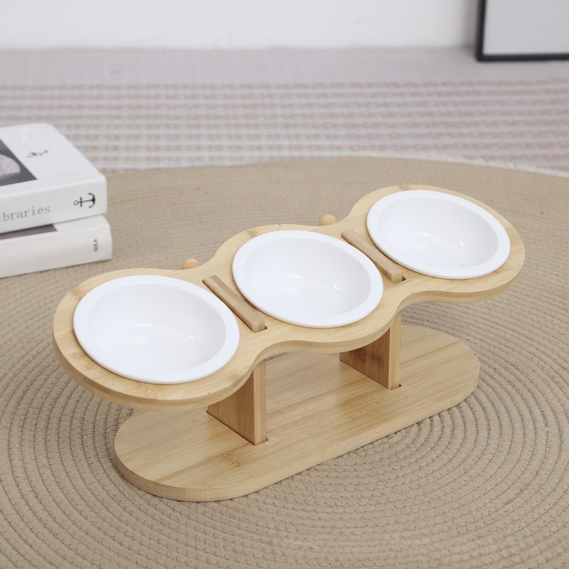 メーカー在庫あり木製ペットボウルラックホームリビングルーム木製猫ボウルラック卸売無垢材猫と犬のフードボウルラック|undefined