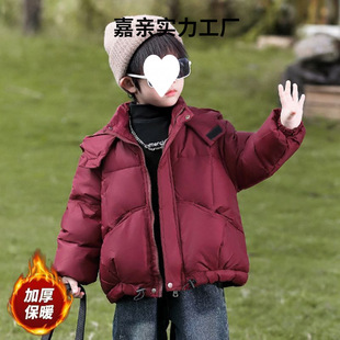 Boys' Down Jacket Winter 2024 New Western Style Children's White Duck Down Jacket Baby's Autumn and Winter Clothes Thickened Cotton-padded Jacket Red