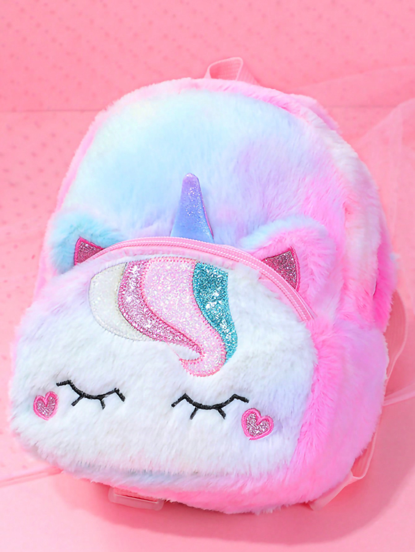 Transfronteriza nueva felpa unicornio de dibujos animados mochila de los niños mochila de la taleguilla de la muchacha Linda pequeña mochila