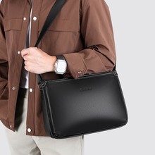 跨境新款男士斜挎包大容量通勤手提包公文包商务皮包横款单肩包