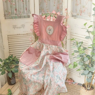 粉色小碎花围裙甜品花店蛋糕精致围裙定制logo防污耐脏工作服罩衣