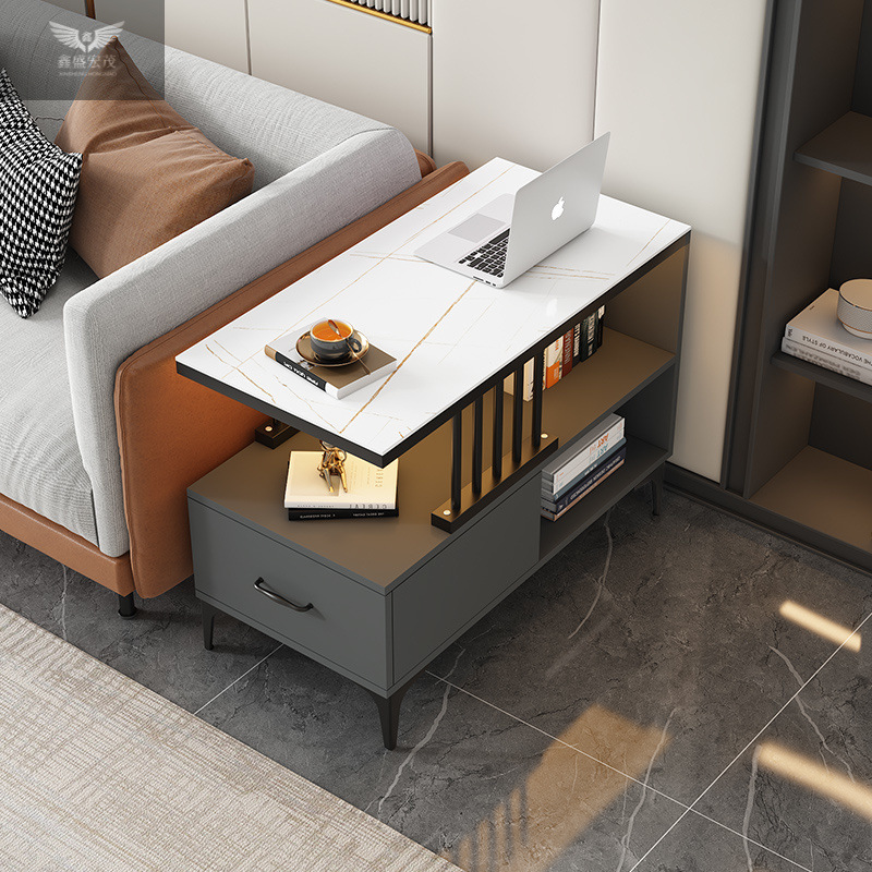 Mesa contra la pared estrecha simple y ligera estante de lujo sofá lado del gabinete varios lados de la mesa mesa de té pequeño mini borde