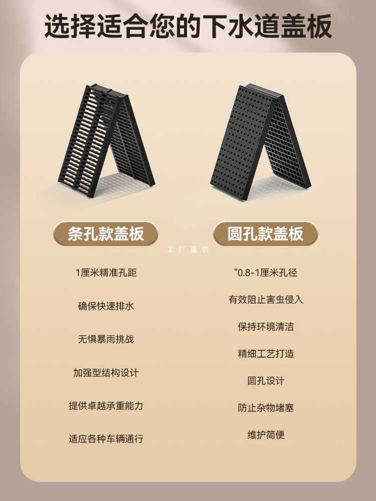 ✅排水沟槽树脂格栅高分子地沟下水道盖板厨房塑料井盖庭院雨水篦
