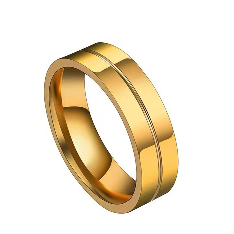 Europa y América nueva moda anillo de los hombres de acero inoxidable 6mm bola interior exterior plana línea media titanio fabricante de joyas de acero image 7