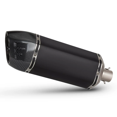 S7 shield motorcycle exhaust pipe universal exhaust tail section is commonly used in spring breeze 3000SR/ninja 650/pedal (Motorcycle exhaust pipe) - black-imitation-carbon-head