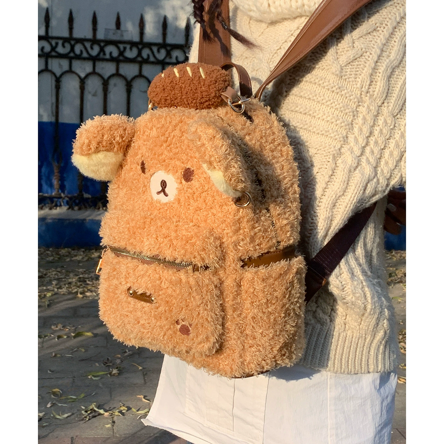 Ёмкий в холод bag, милый рюкзак, корейский стиль, с маленькими медвежатами