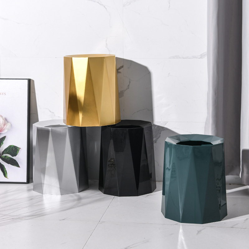 Trash can household bedroom living room creative commercial Nordic style ins office with simple large gold and silver