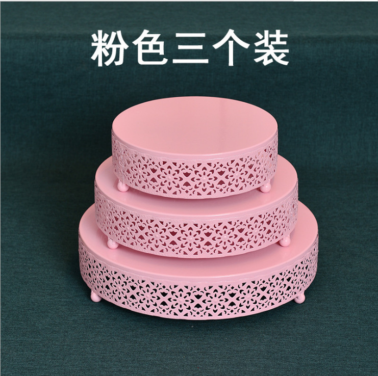 . De estilo europeo de hierro soporte de la torta accesorios de la boda bandeja de la torta de la pierna alta Placa de pastel de mesa de postre decoración de la torta de hierro
