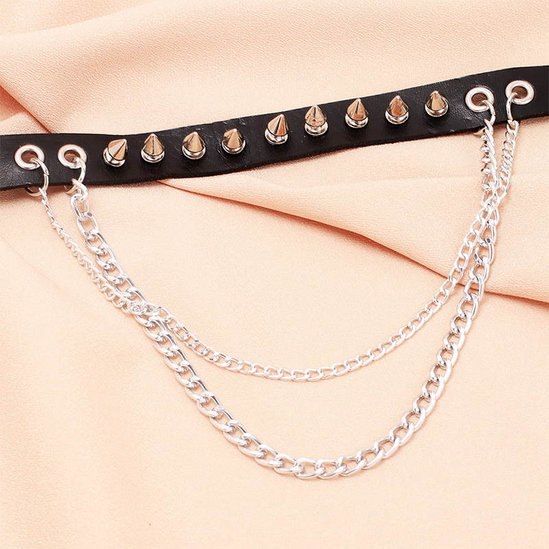 Pu Leather Material Geometric Pattern Women'S Gender Fashion Geometric Pu Leather Choker Wholesale