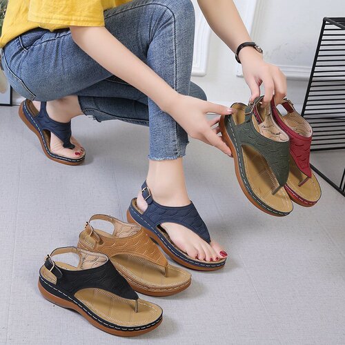 Amazon's new sandals for women 2024 foreign trade large size women's flip-flops wedge-heeled casual flip-flops women's sandals