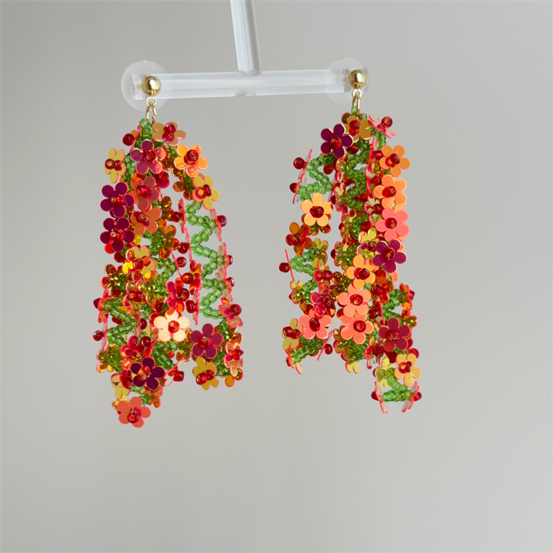 25g Weight Silver Ear Needle Material Drop Earrings Classification 1 Pair Quantity Holiday, Daily Occasion PVC Material Colorful Pattern All Seasons Season Women's Gender Sequins Design Elegant, Ethnic Style Style 1 Pair Elegant Ethnic Style Colorful Sequins PVC Drop Earrings 22