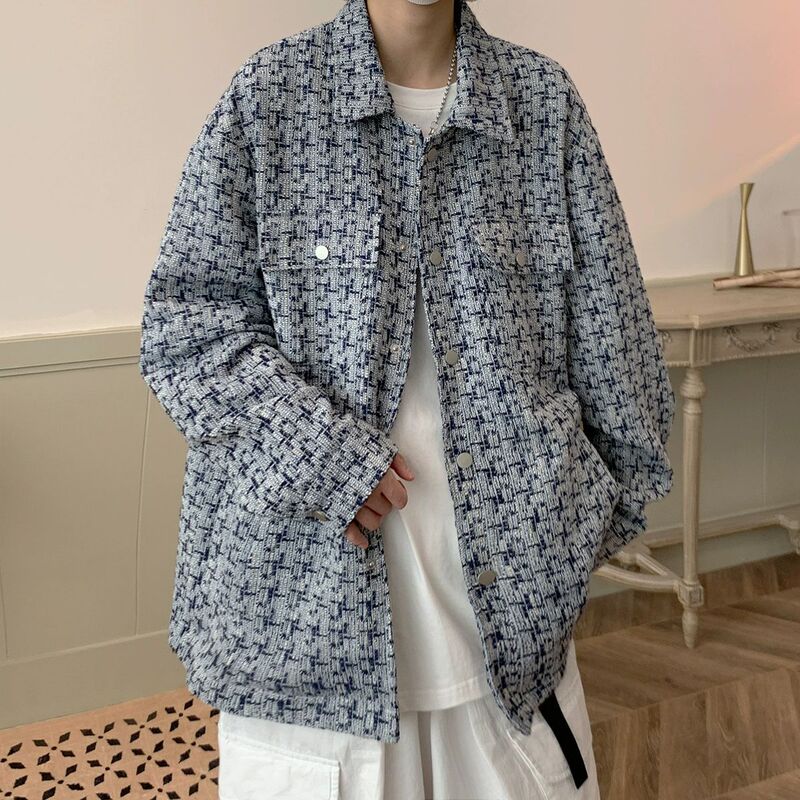 Xiaoxiang Style Jacket Men's 2024 Spring Fashion Brand American Style High-street Ruffian Handsome Vibe Style Plaid Jacket High-end Sense Top