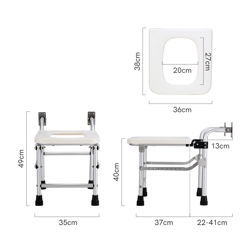 silla de inodoro plegable montada en la pared para ancianos embarazadas en cuclillas para reemplazar taburete de inodoro con pasamanos
