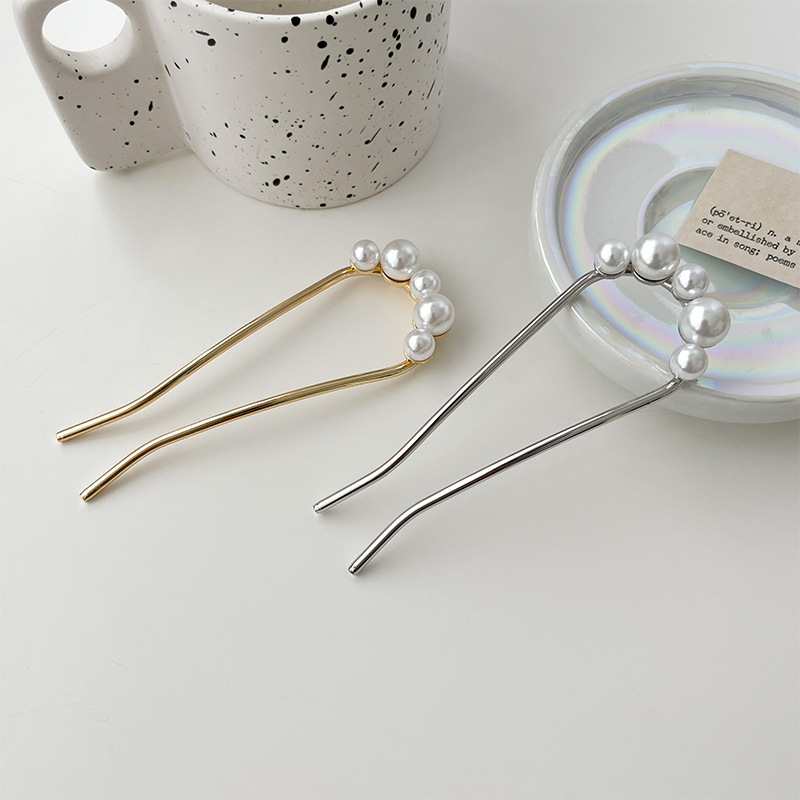 Clipper de perla en forma de U simple, pellizco de cabeza perezoso moderno, artefacto de cabello, pinzas diarias, pinzas de cabello de alta calidad para mujeres