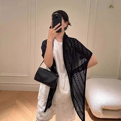 春夏季防晒韩代同款小众天丝亚麻针织衫外搭女披肩空调衫罩衫上衣