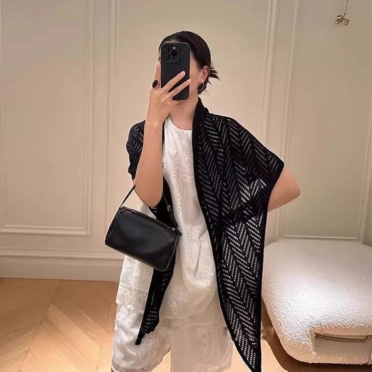 春夏季防晒韩代同款小众天丝亚麻针织衫外搭女披肩空调衫罩衫上衣|undefined