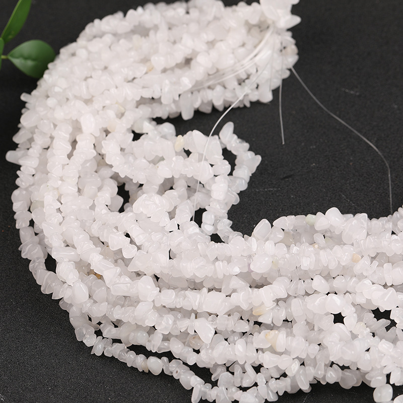 천연 백옥 자갈 긴 끈 자갈 5-7mm 길이 약 85cm