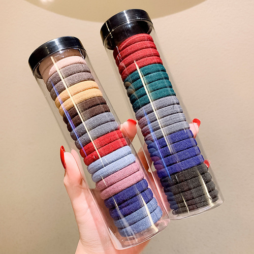 Canned seamless rubber band women's hair tie high elasticity and durable hair rope black non-hurt women's hair tie headwear