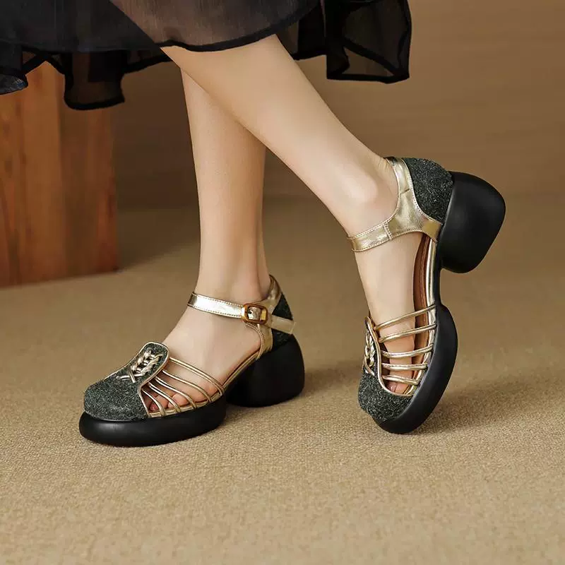 Sandals platform, summer footwear, shoes high heels, french style