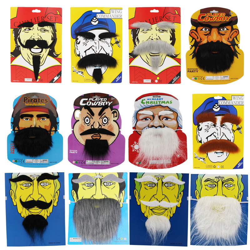 Halloween performance props masquerade supplies white Santa Claus beard fake beard artificial eyebrows beard