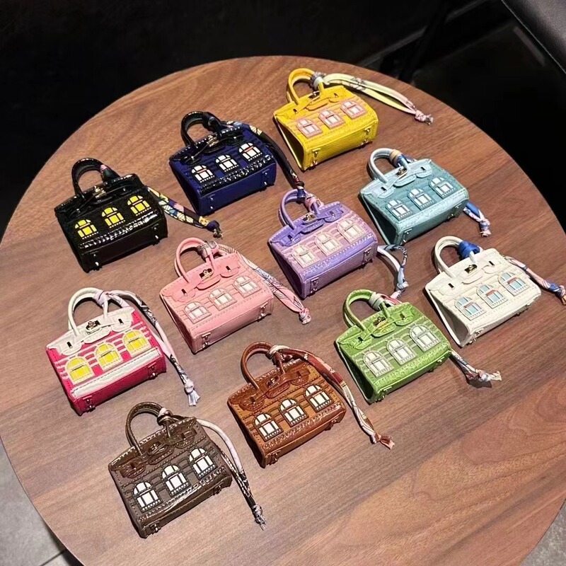 H Family Small House Bag Pendant Car Key Bag Headphone Bag Crocodile Pattern Platinum Bag Rearview Mirror Pendant Women's Bag Pendant