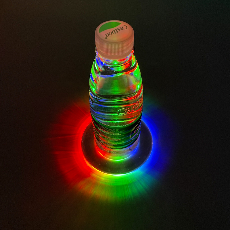 亚克力水晶透光发光杯垫酒吧鸡尾酒闪光底座KTV助威道具发光杯垫